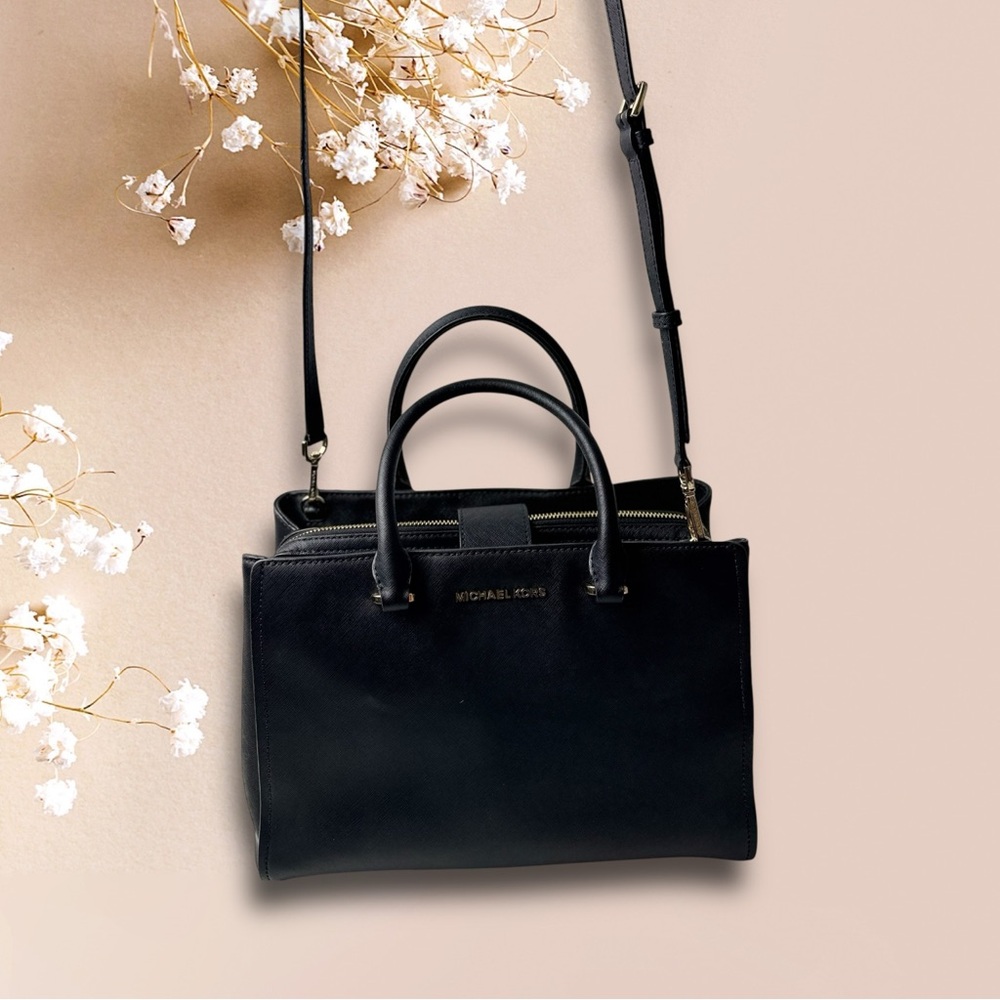 🧡🖤Michael Kors Black Leather Tote Bag🖤🧡 - Picture 14 of 15